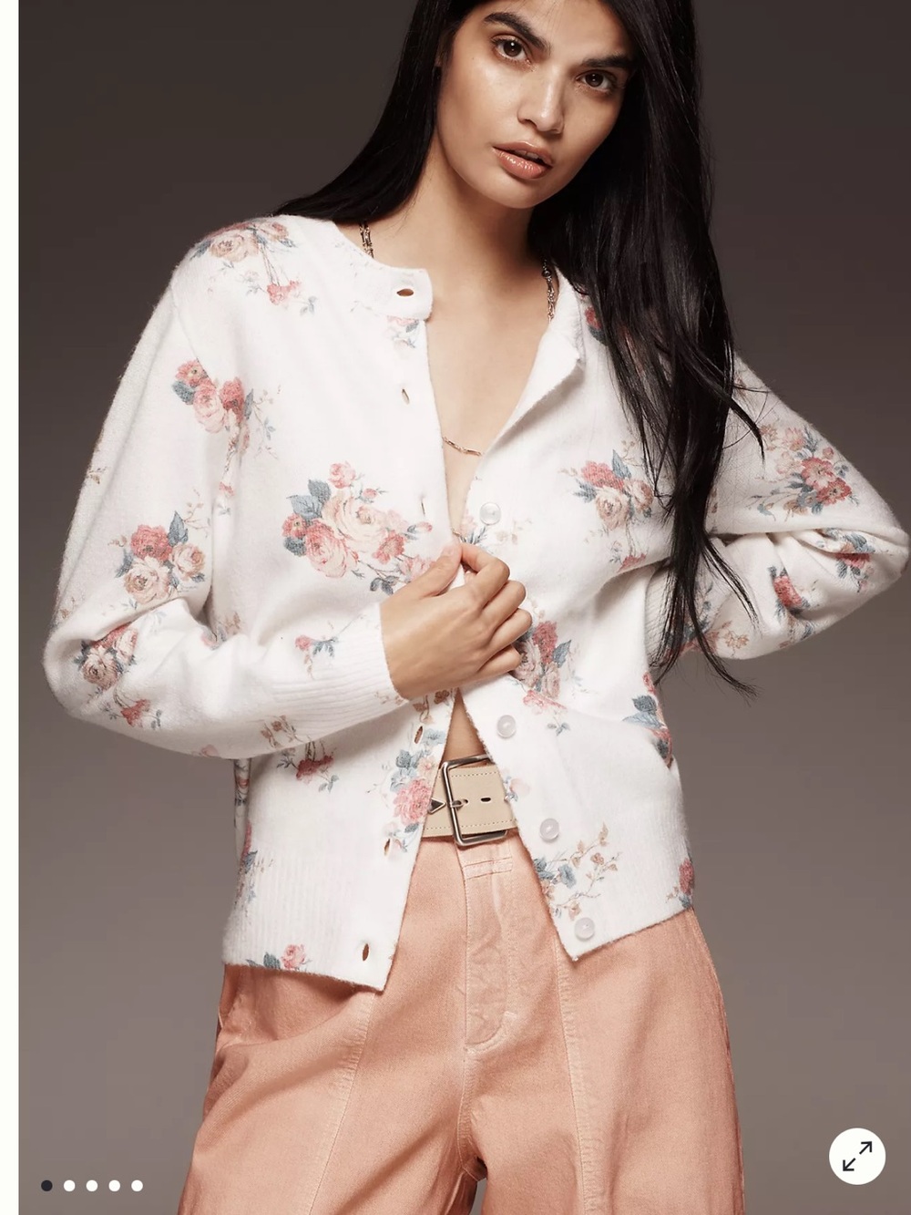 By Anthropologie Crew-Neck Floral Cardigan Sweater new - Picture 2 of 7